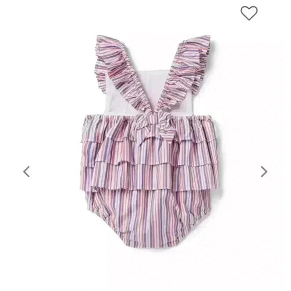 Janie and Jack BABY STRIPED AMERICANA RUFFLE ROMPER SIZE 3-6 MONTH - Picture 2 of 9